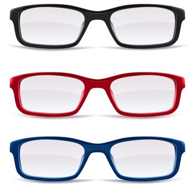 Eyeglasses, black, red and blue