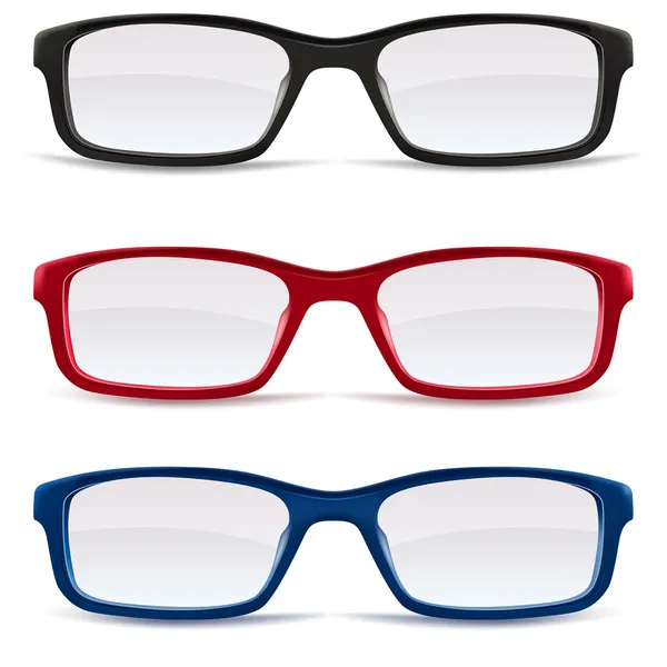 Brille, schwarz, rot und blau — Stockvektor