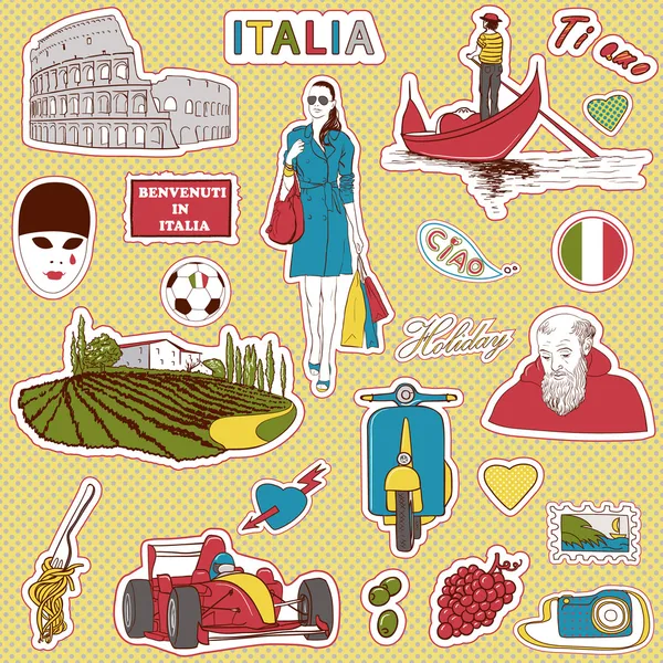 이탈리아 여행 아이콘 — 스톡 벡터