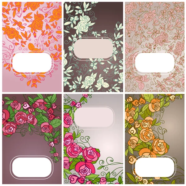 Set floral kaart — Stockvector