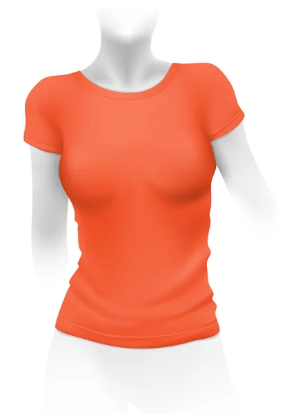 Kvinna orange t-shirt mall — Stock vektor