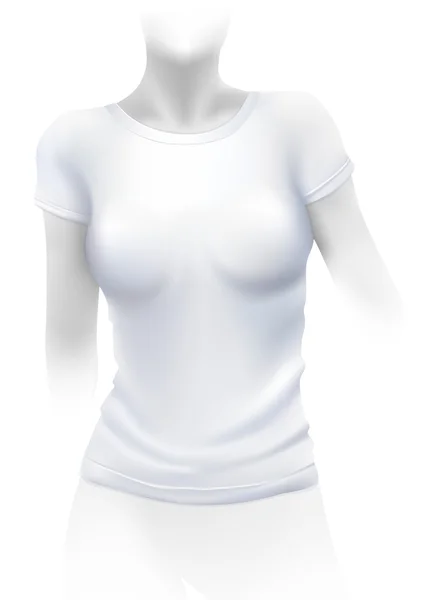 Mulher branco t-shirt modelo —  Vetores de Stock