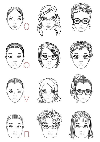 Types of face shape — Stock Vector