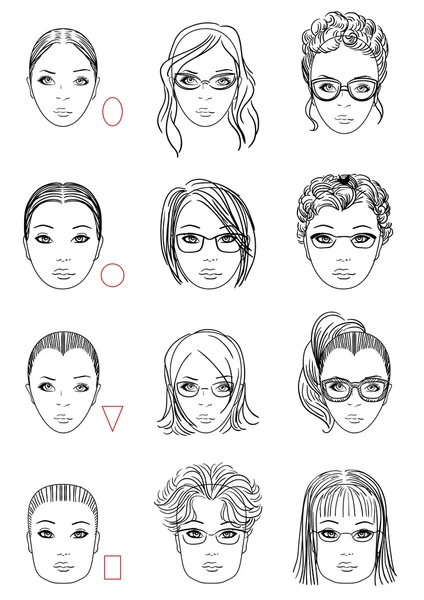 Tipos de forma de cara — Archivo Imágenes Vectoriales