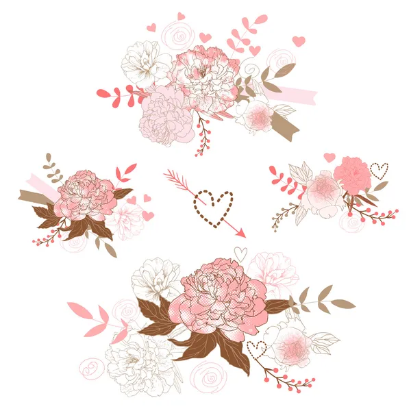 Bouquets de fleurs — Image vectorielle