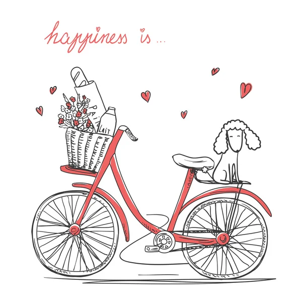 bir çiçekle Bisiklet ve köpek