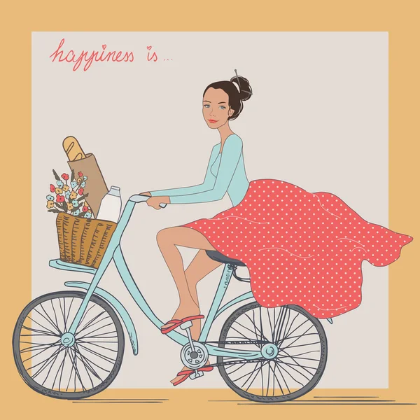 Κορίτσι ποδήλατο — Διανυσματικό Αρχείο