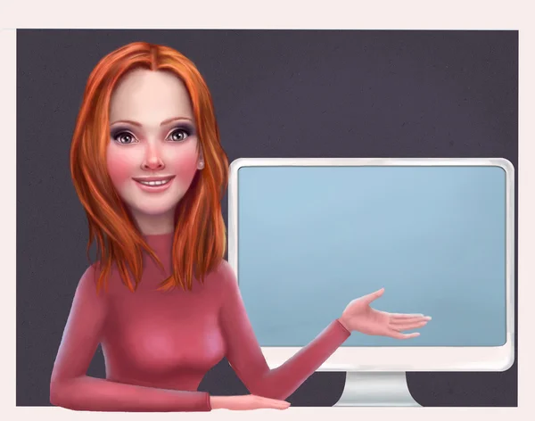 빨강 머리 비즈니스 여자 캐릭터 — Stockfoto