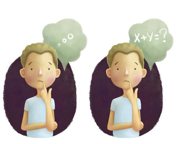 cartoon boy thinking