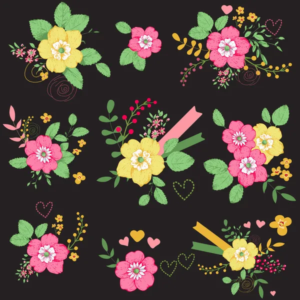 Floral bouquets — Stock Vector