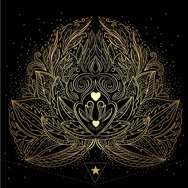 Ilustração Vetorial Mandala Dourada Isolada Luz Paz Espírito Conceito Símbolo — Vetor de Stock