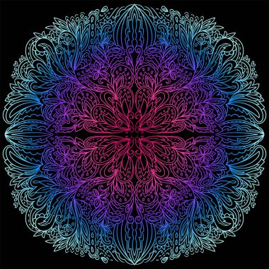 Mandala 'nın vektör illüstrasyonu. Işık, barış ve ruh kavramı. Dövme, ruhani yoga..