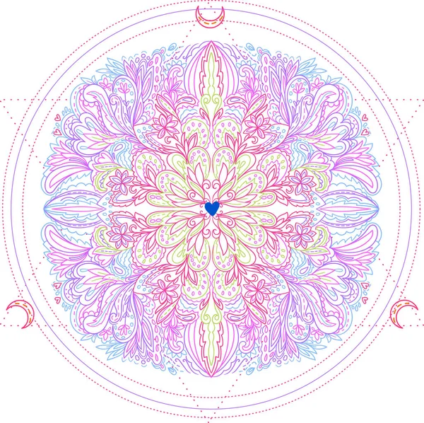 Illustration Vectorielle Mandala Lumière Paix Esprit Concept Tatouage Yoga Spirituel — Image vectorielle