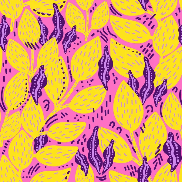 Seamless plants hand-drawn pattern, abstract nature background.Can be used for wallpaper, pattern fills, web page background,surface textures. 