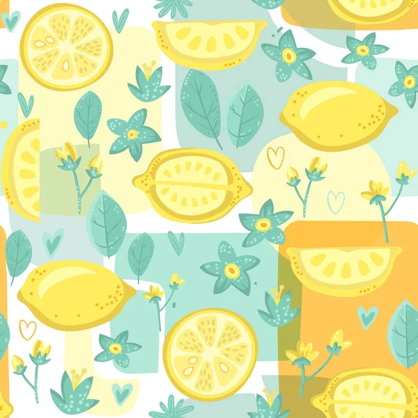 Lemon Seamless Pattern Vector Illustration Summer Design — Stock Vector