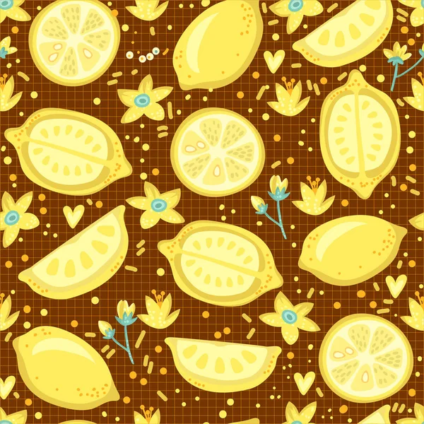 Lemon Seamless Pattern Vector Illustration Summer Design — Stock Vector