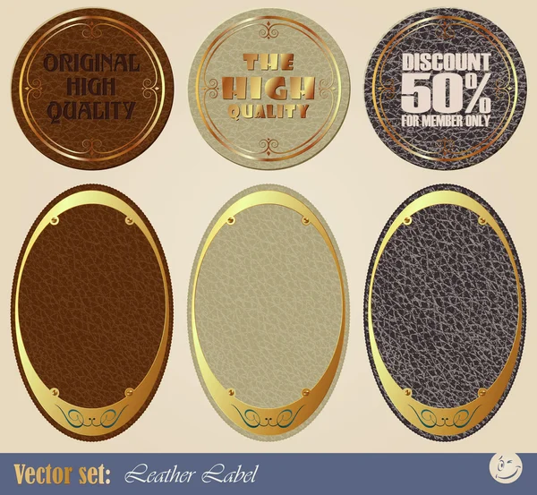 Etiquetas em couro moldado a ouro —  Vetores de Stock