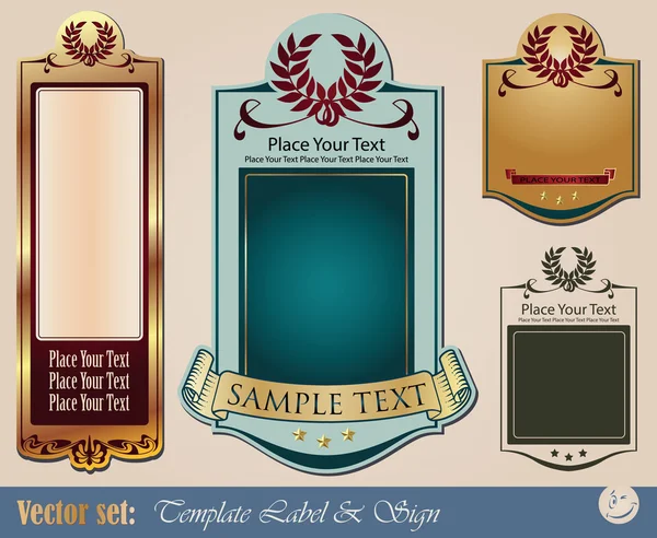 Gold-framed labels templates — Stock Vector