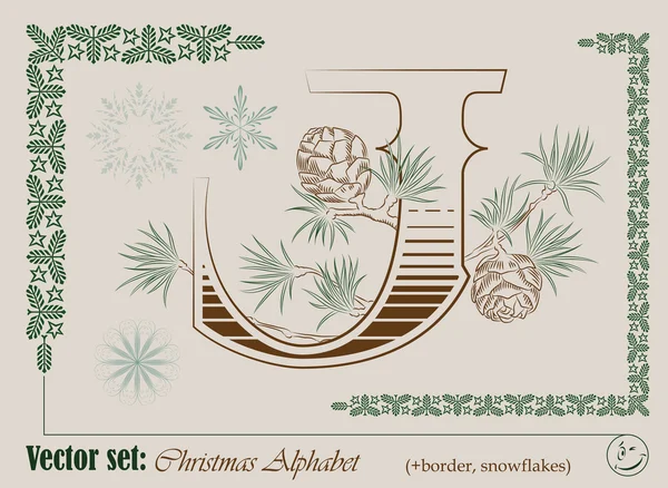 Initiales vectorielles de l'alphabet anglais de Noël — Image vectorielle