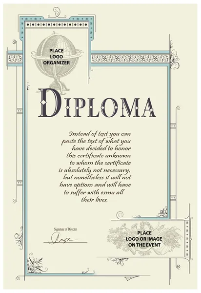 Plantilla de marco, certificado o diploma vintage — Vector de stock