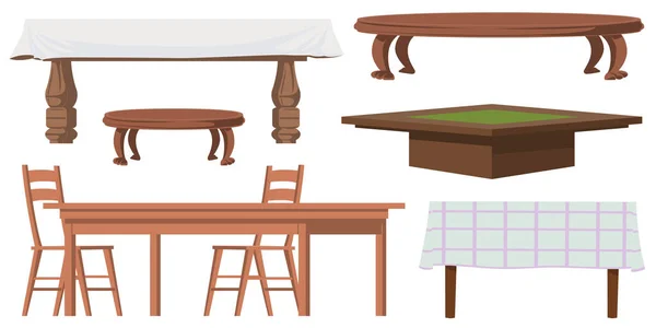 Set Mobili Casa Tavoli Cucina Concetto Illustrazione Sito Web Mobile — Vettoriale Stock