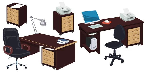 Meubles Affaires Chaises Bureaux Bureau Concept Illustration Pour Site Web — Image vectorielle