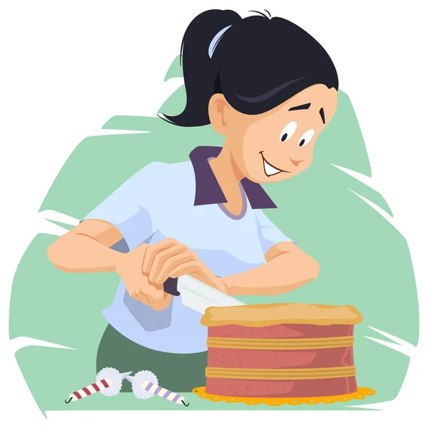 Kız Pasta Keser Doğum Günün Kutlu Olsun Tatiller Mobil Web — Stok Vektör