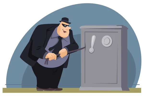 Robber Opens Safe Thief Work Illustration Concept Mobile Website Internet — Stock Vector