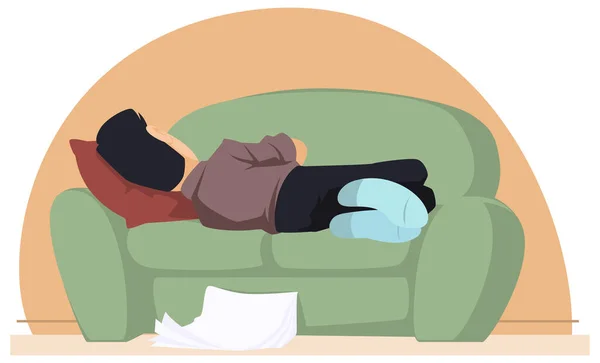 Man Sleeping Couch Illustration Concept Mobile Website Internet Development — Wektor stockowy