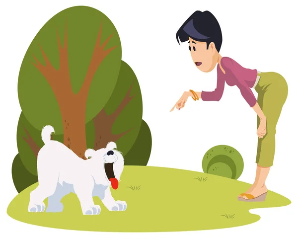 Girl Playing Dog People Animals Illustration Concept Mobile Website Internet — 图库矢量图片