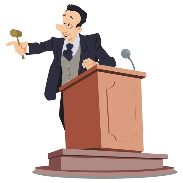 Auctioneer Podium Lead Trades Illustration Concept Mobile Website Internet Development — Stock Vector