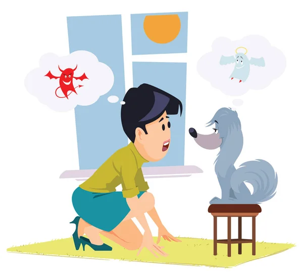 Mujer Regaña Perro Lindo Concepto Ilustración Para Desarrollo Sitios Web Ilustraciones De Stock Sin Royalties Gratis