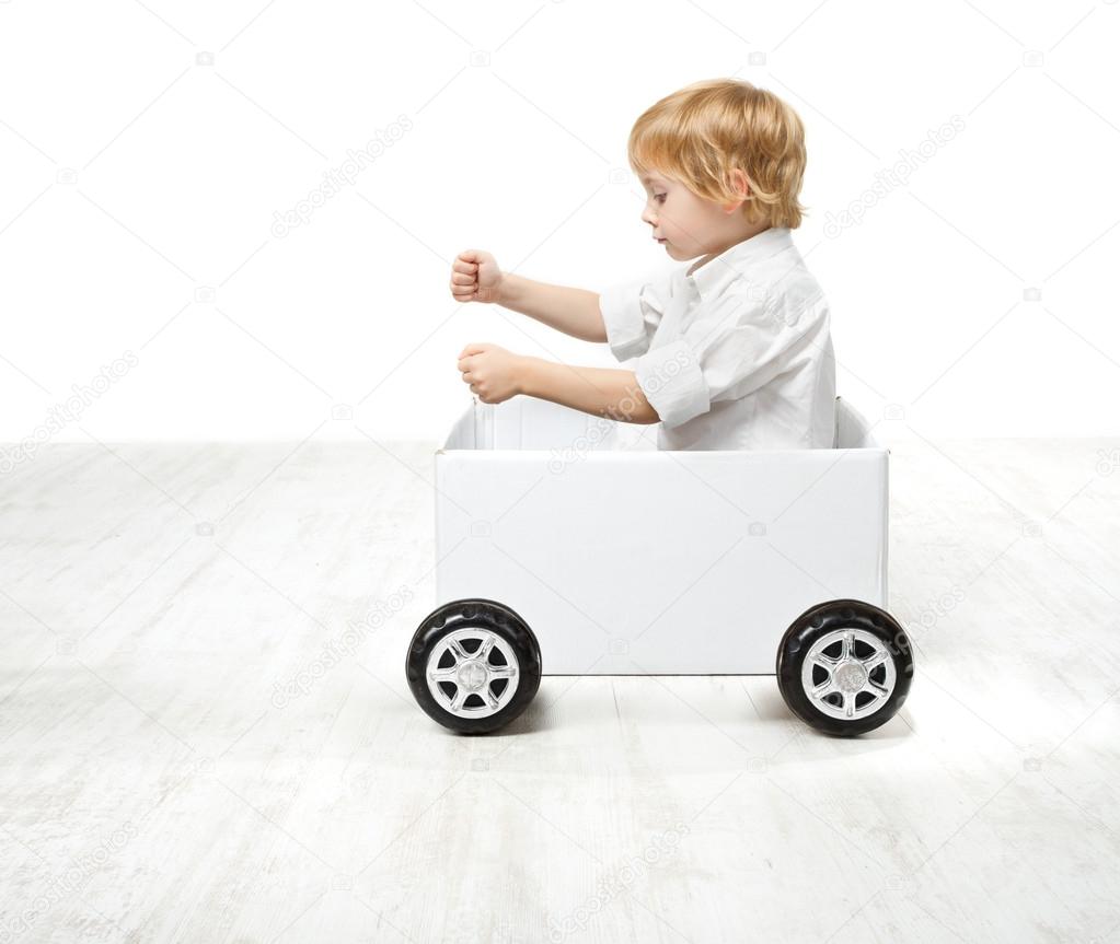 Child driving box car