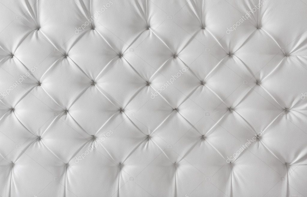 Leather upholstery white sofa texture, pattern background Stock Photo