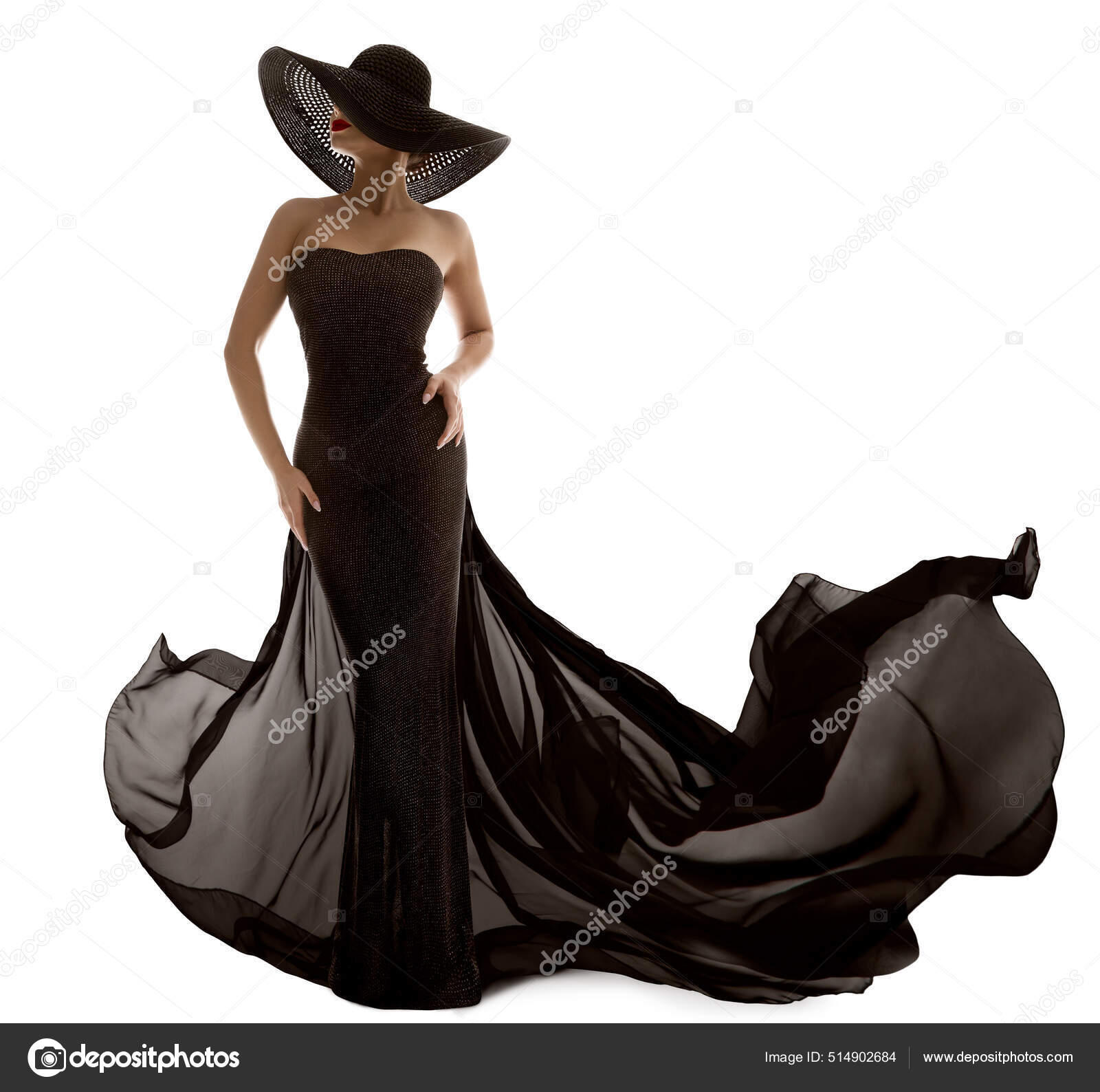 Elegant Fashion Model Black Dress Sexy Woman Silhouette Hat Luxury Stock  Photo by ©inarik 514902684