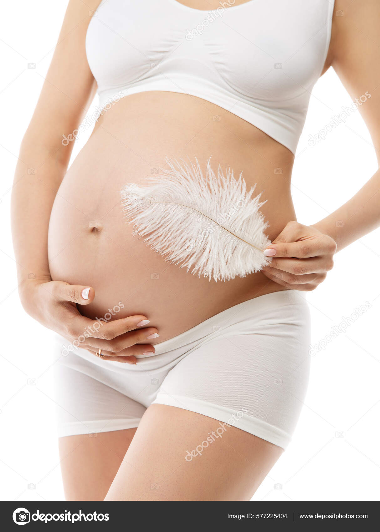 Pregnant Woman Belly Skin Care Future Mother White Cotton Underwear Stock  Photo by ©inarik 577225404