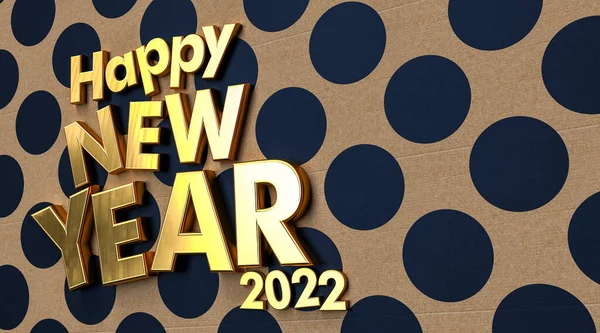 Rendering Words Happy New Year 2022 Golden Letters Polka Dot — Stock Photo, Image