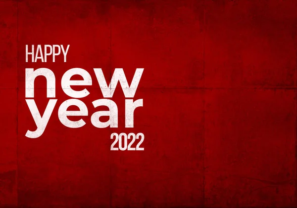 Happy New Year 2022 White Letters Red Grunge Industrial Background — Stock Photo, Image