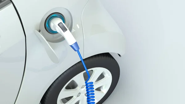 Rendering White Electric Car Charging — Foto Stock