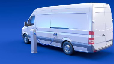 Bir şarj istasyonunda 3 boyutlu elektrikli minibüs tasarımı
