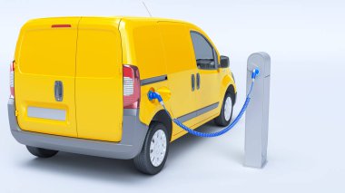 Bir şarj istasyonunda 3 boyutlu elektrikli minibüs tasarımı