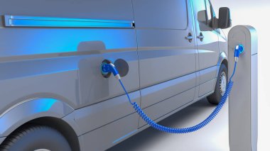 Bir şarj istasyonunda 3 boyutlu elektrikli minibüs tasarımı