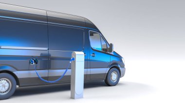 Bir şarj istasyonunda 3 boyutlu elektrikli minibüs tasarımı