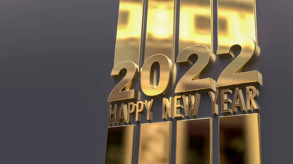 Representación Escritura Feliz Año Nuevo 2022 Una Superficie Dorada Espejo — Foto de Stock