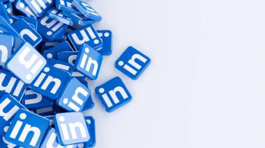 Linkedin logolarının 3B görüntülemesi