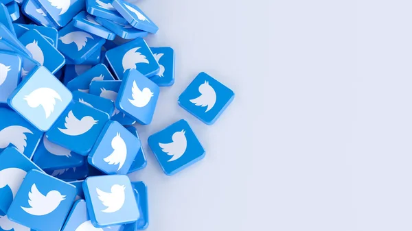 Återgivning Hög Med Twitter Logotyper — Stockfoto