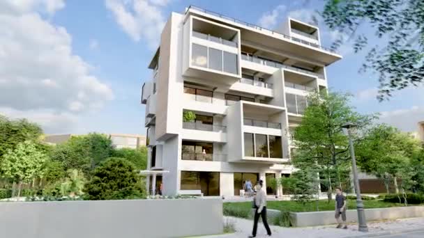 Animation Eines Modernen Gehobenen Wohnhauses Einer Schönen Gegend — Stockvideo
