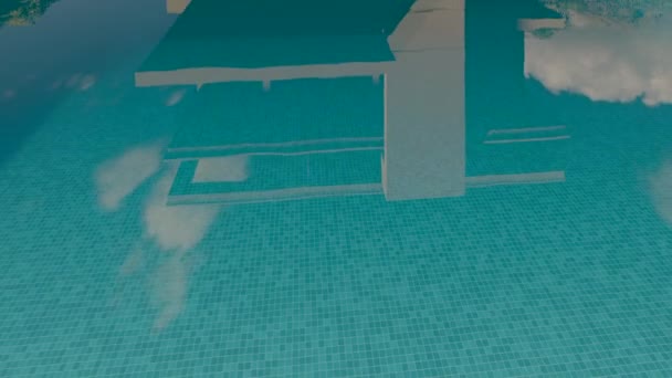 带有花园和游泳池的令人印象深刻的当代别墅3D动画 — 图库视频影像