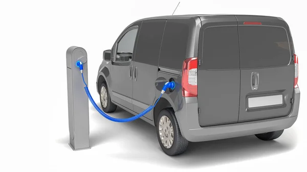 Rendering Electric Van Charging Station — Stock Photo, Image