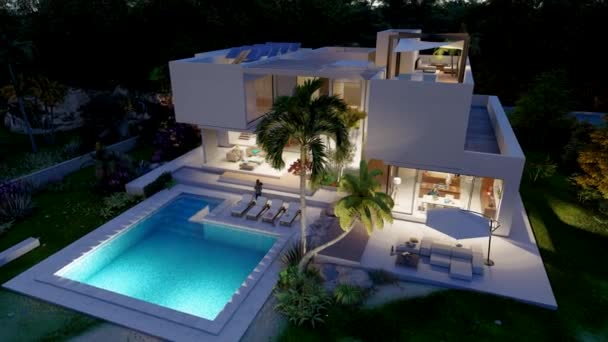 Animation Sustainable Modern Mansion Evening Aerial View — Stock Video © franckito #566693954 Animation Sustainable Modern Mansion Evening Aerial View — Stock Video © franckito #566693954